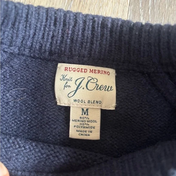 J. Crew Rugged Merino Wool Sweater Men's Medium Knit Crew Neck Pullover